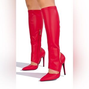Red heels/boots versatile size 8 1/2 brand new never worn